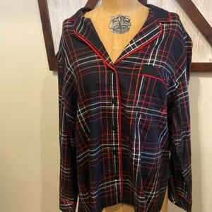 Victoria's Secret Black and Red Plaid pajama top